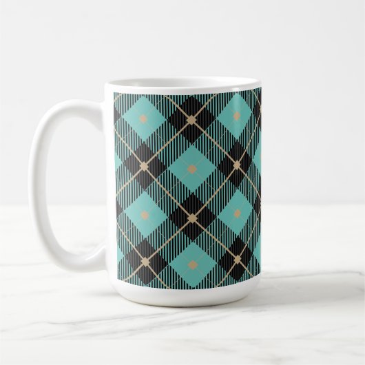Mug Motif tendance Black Aqua Plaid (Gauche)