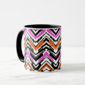 Mug Motif tiré par la main noir, orange, et rose de (Devant gauche)