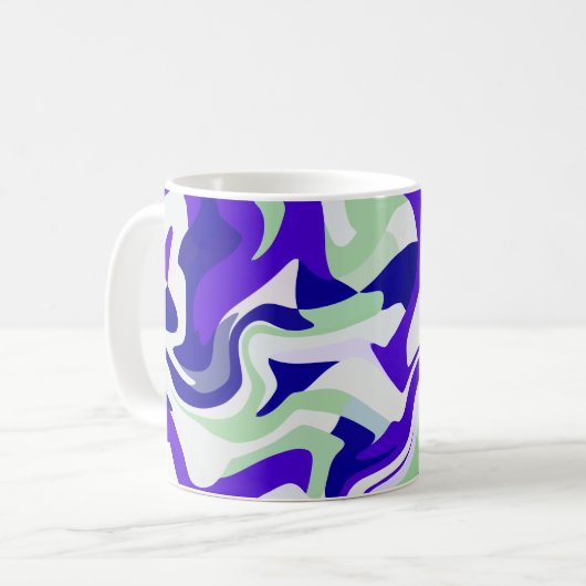 Mug Motif Tourbillonnant Abstrait dans des Tons Froids (Devant gauche)