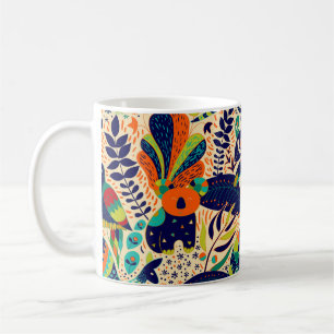 Mug Motif transparent. Arrière - plan fleuri jaune.