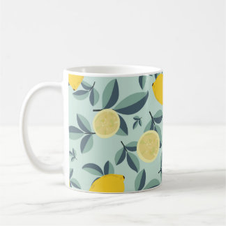 Mug Motif transparent tropical avec citrons jaunes