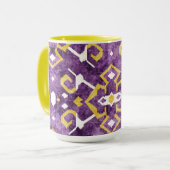 Mug Motif tribal chic jaune violet ikat (Devant gauche)
