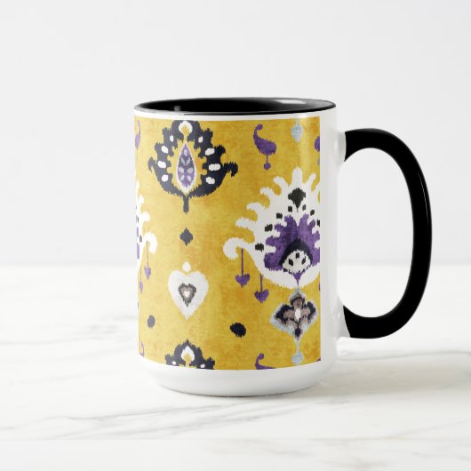 Mug Motif tribal chic jaune violet ikat (Droite)