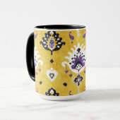 Mug Motif tribal chic jaune violet ikat (Devant gauche)