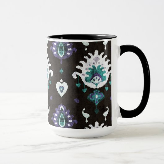 Mug Motif tribal chic noir vert violet ikat (Droite)