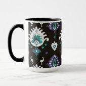 Mug Motif tribal chic noir vert violet ikat (Gauche)