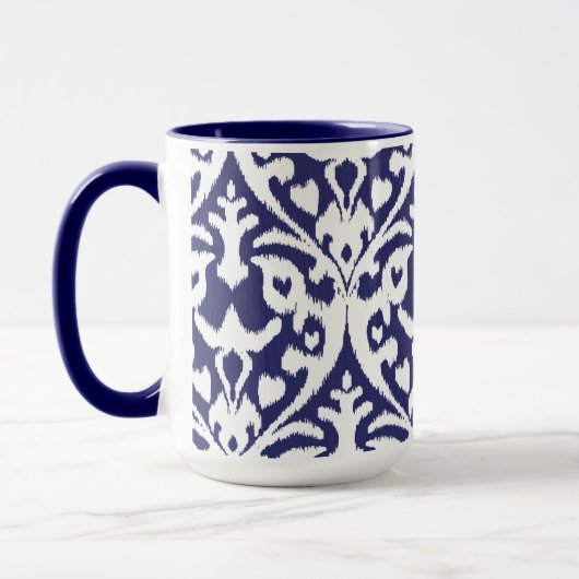 Mug Motif tribal frais d'ikat bleu et blanc (Gauche)