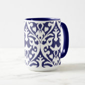 Mug Motif tribal frais d'ikat bleu et blanc (Devant droit)