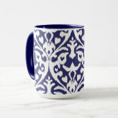 Mug Motif tribal frais d'ikat bleu et blanc (Devant gauche)