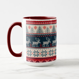 Mug Motif tricot faux vacances en famille thème nordiq