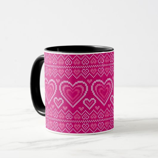 Mug Motif tricoté par Saint-Valentin 2 (Devant gauche)