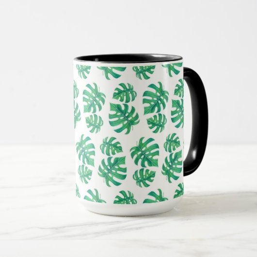 Mug Motif tropical avec feuilles monstères (Devant droit)