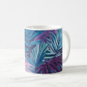 Mug Motif Tropical De Feuille De Palme Violet Et Bleu (Devant droit)