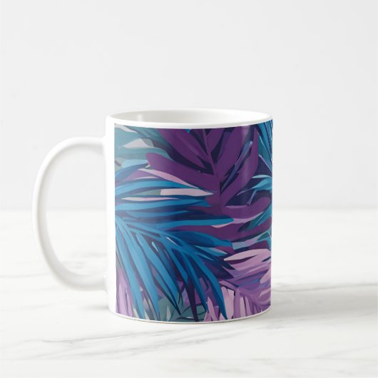 Mug Motif Tropical De Feuille De Palme Violet Et Bleu (Gauche)