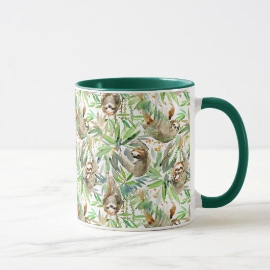 Mug Motif tropical de paresse d'aquarelle (Droite)