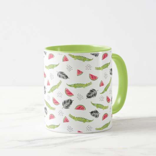 Mug Motif tropical de pastèque et de crocodile (Devant droit)