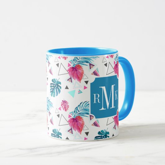 Mug Motif tropical de triangle de feuille (Devant droit)