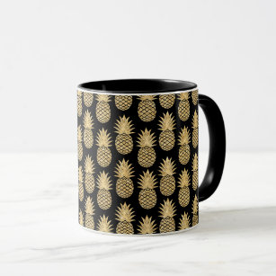 Mug Motif tropical élégant d'ananas de noir et d'or