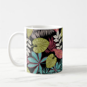 Mug Motif tropical en arrière - plan foncé et lea