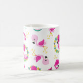 Mug Motif tropical, Flamants roses, Fleurs, Votre Nom (Centre)