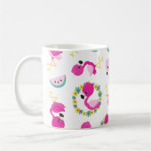 Mug Motif tropical, Flamants roses, Fleurs, Votre Nom (Gauche)