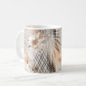 Mug Motif tropical gris beige. (Devant gauche)