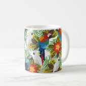 Mug Motif tropical sans couture avec perroquets.  (Devant droit)