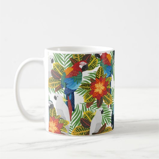 Mug Motif tropical sans couture avec perroquets.  (Gauche)