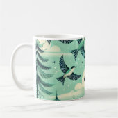 Mug Motif turquoise de la forêt verte et des oiseaux (Gauche)