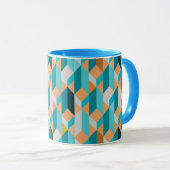 Mug Motif turquoise et orange de formes (Devant droit)