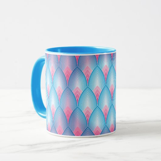 Mug Motif turquoise et rose de pétale (Devant gauche)