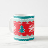 Mug Motif turquoise rouge frais d'arbres de Noël de (Devant gauche)