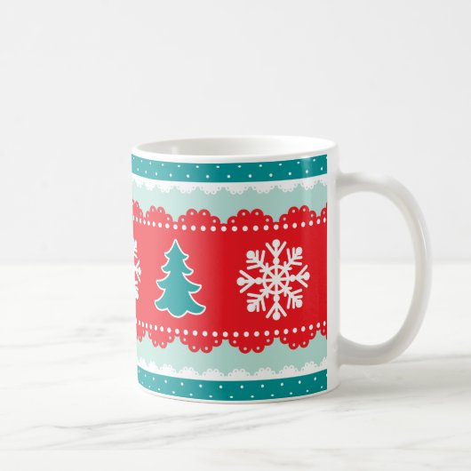 Mug Motif turquoise rouge frais d'arbres de Noël de (Droite)