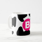 Mug Motif vache fantaisiste patch en rose monogramme (Devant gauche)