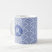 Mug Motif Vague Classique Japonais avec Monogramme (Devant gauche)