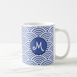 Mug Motif Vague Classique Japonais avec Monogramme