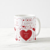 Mug Motif Valentin - Rouge sur blanc (Devant droit)