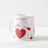 Mug Motif Valentin - Rouge sur blanc (Devant gauche)