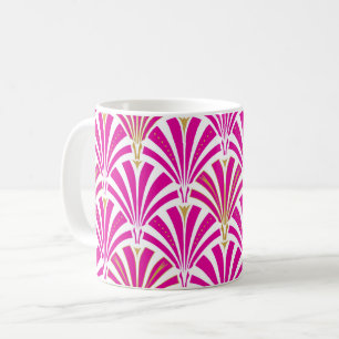 Mug Motif ventilateur Art déco - rose fushia