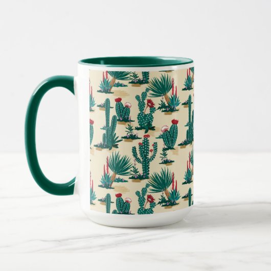Mug Motif vert et rouge Cactus (Gauche)