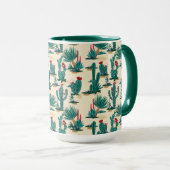 Mug Motif vert et rouge Cactus (Devant droit)