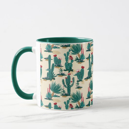 Mug Motif vert et rouge Cactus (Gauche)