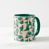 Mug Motif vert et rouge Cactus (Devant droit)