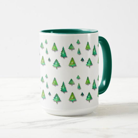 Mug motif vert forêt. (Devant droit)