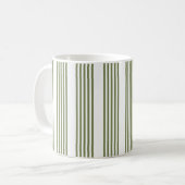 Mug Motif vert olive et blanc cinq bandes (Devant gauche)