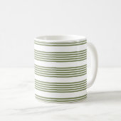 Mug Motif vert olive et blanc cinq bandes (Devant droit)