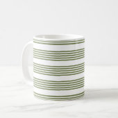 Mug Motif vert olive et blanc cinq bandes (Devant gauche)