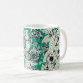 Mug Motif vert Turquoise blanc de fleurs graphiques (Devant droit)