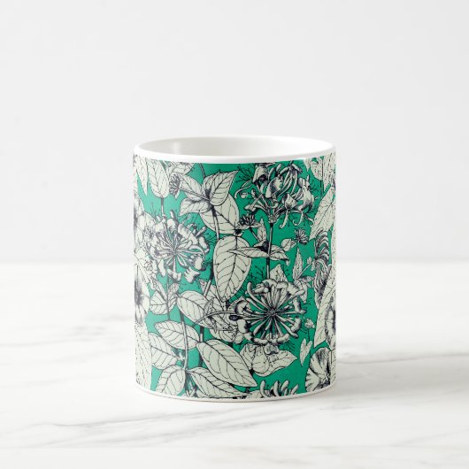 Mug Motif vert Turquoise blanc de fleurs graphiques (Centre)