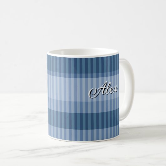 Mug motif vertical rayé bleu (Devant droit)